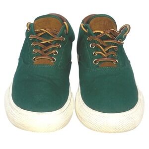 Polo Ralph Lauren pony Canvas sneakers shoes Vaughn 10 D leather 11501 green men